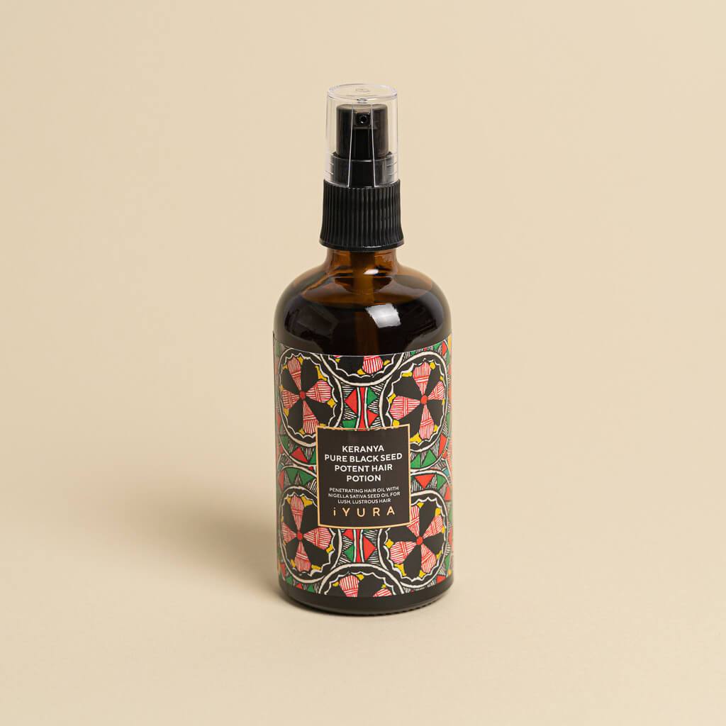 Keranya Pure Black Seed Potent Hair Potion - שיער מבריק יותר על הראש, לא במסרק שמן לשיער iYURA