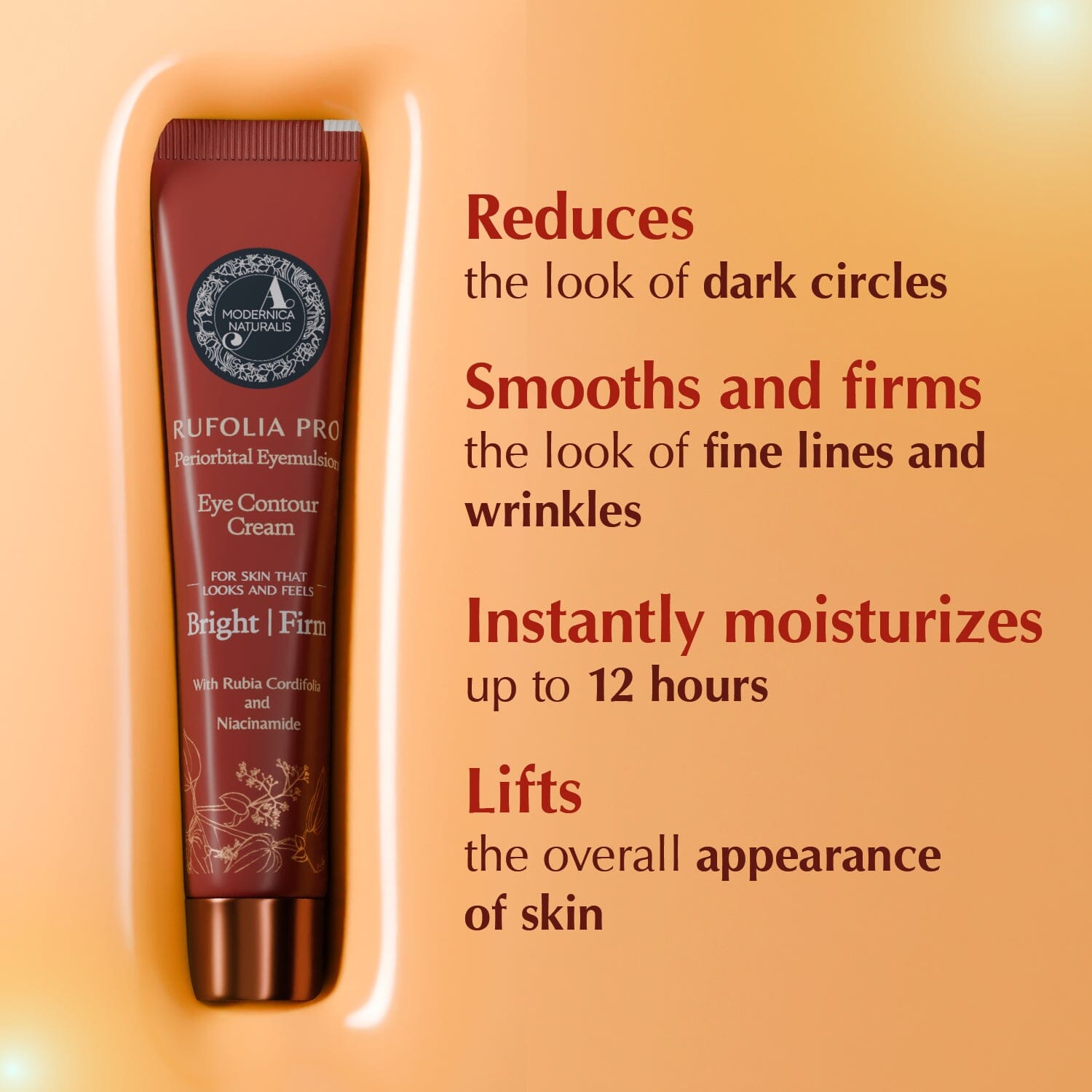 Rufolia PRO Periorbital Eyemulsion - קרם עיניים לעיצוב עין - להבהרה, מיצוק ומלחחות מתחת לעיניים - פורמולה חדשה עם מנג'יסטה, אלוורה, לוטוס וניאצינאמיד - קרם העיניים הטוב ביותר - עם רכיבים שנבדקו קלינית - חבילה של 2 קרמי עיניים A Modernica Naturalis