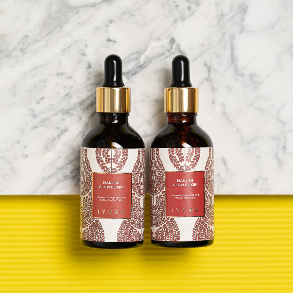 Manjish Glow Elixir - عبوة من 2 زيت للوجه ليلاً iYURA 