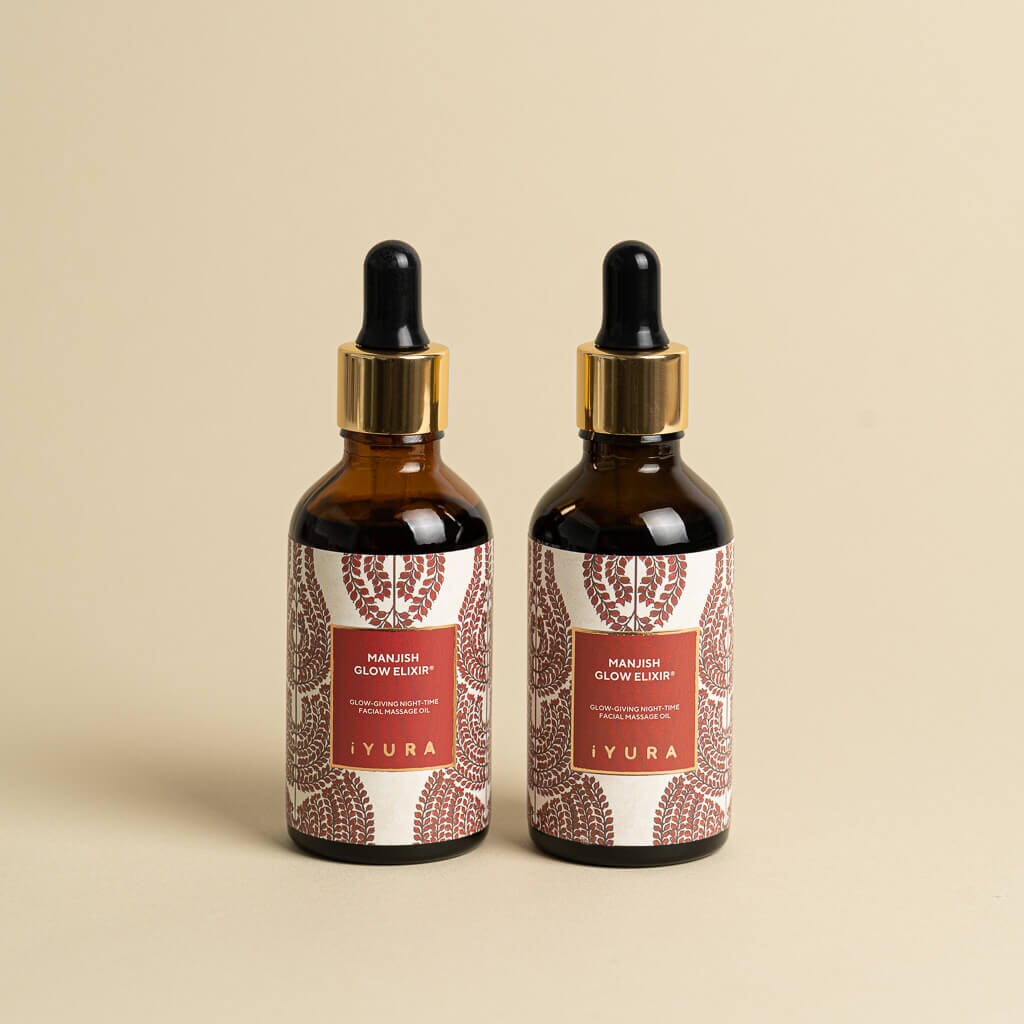 Manjish Glow Elixir - عبوة من 2 زيت للوجه ليلاً iYURA 