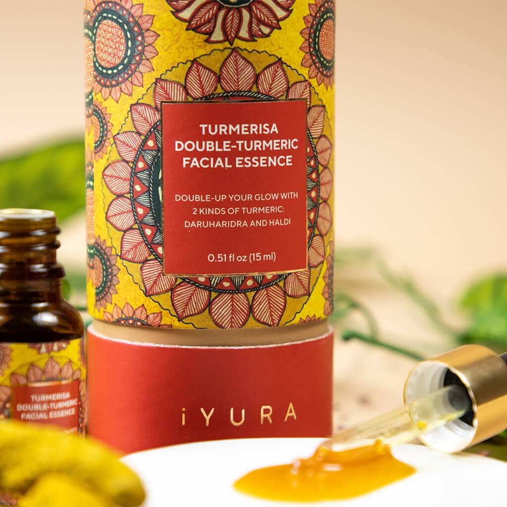 Turmerisa Double-Turmeric Facial Essence - زيت منشط للأيورفيدا - عبوة من 2 زيت للوجه iYURA 