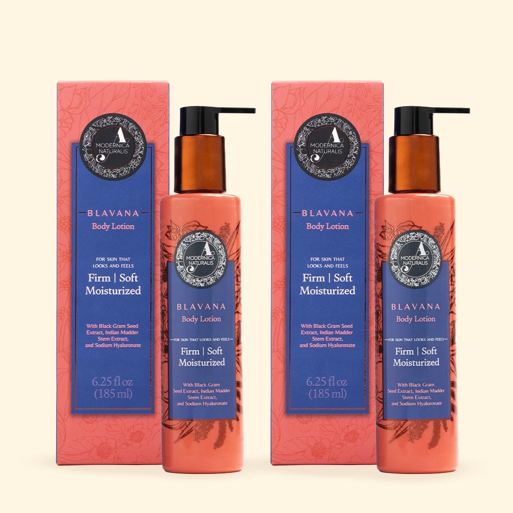Blavana Body Lotion - מלחלח, מרכך, ממצק עור יבש, מזדקן וקרמי - פורמולה מהפכנית עם גרגר שחור - קרם הגוף הטוב ביותר לעור גוף בוגר - עם רכיבים מוכחים קלינית - חבילה של 2 קרם גוף וקרם לחות A Modernica Naturalis 