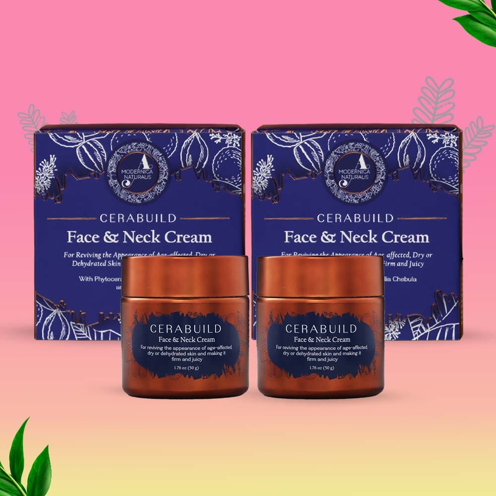 Cerabuild Face and Neck Cream - משקם ומגן על הלחות שאבדה לעורך בעזרת פיטו-סרמידים - חבילה של 2 קרם לחות ותחליב גוף A Modernica Naturalis 