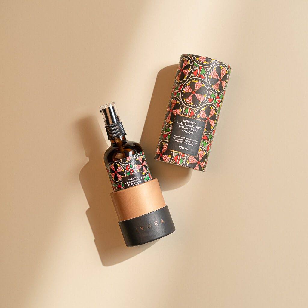 Keranya Pure Black Seed Potent Hair Potion - שיער מבריק יותר על הראש, לא במסרק שמן לשיער iYURA 
