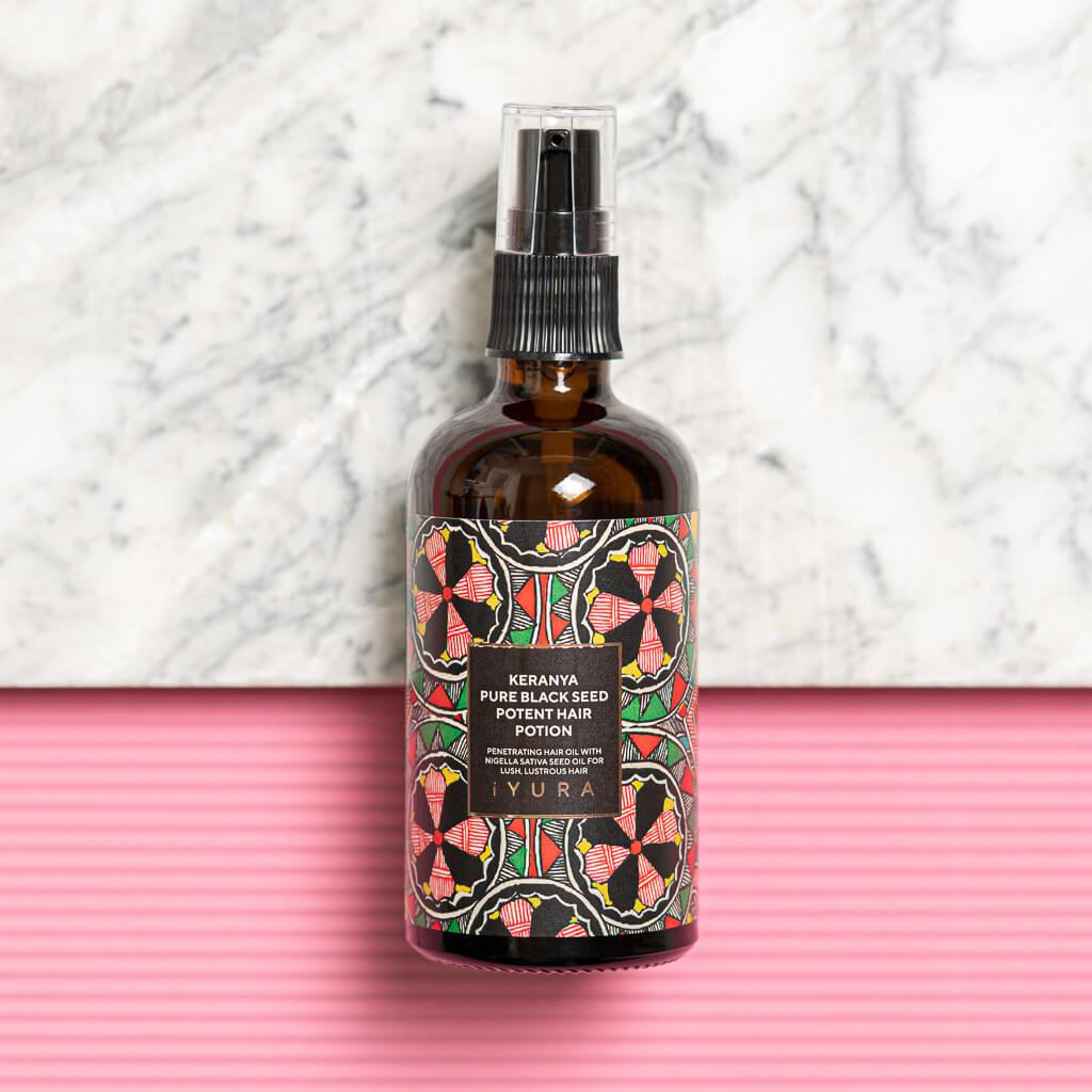 Keranya Pure Black Seed Potent Hair Potion - שיער מבריק יותר על הראש, לא במסרק שמן לשיער iYURA 