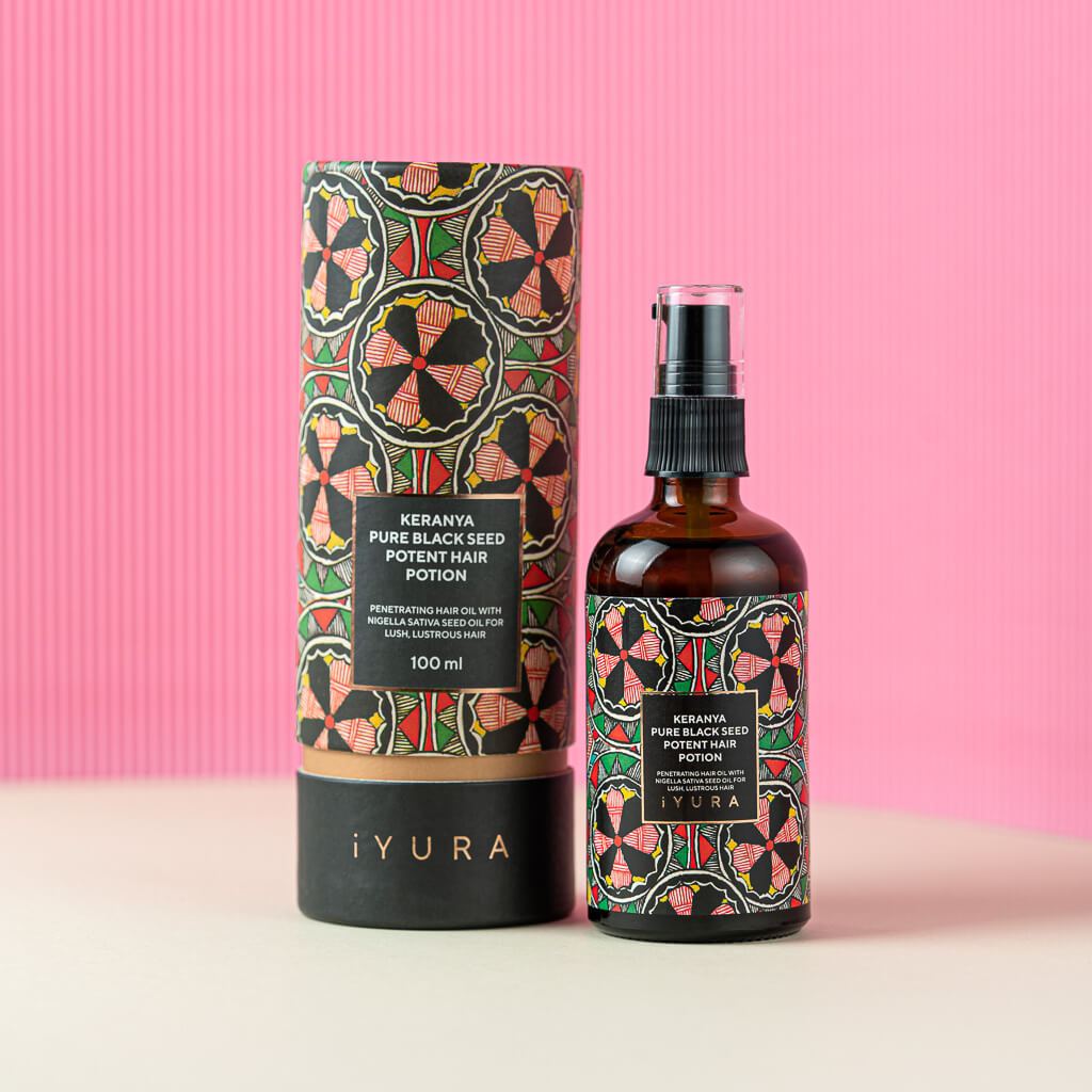 Keranya Pure Black Seed Potent Hair Potion - שיער מבריק יותר על הראש, לא במסרק שמן לשיער iYURA 