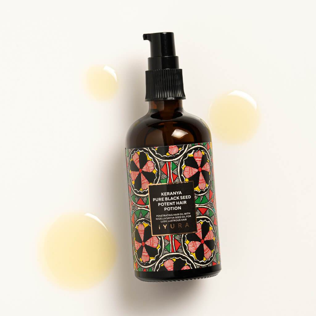 Keranya Pure Black Seed Potent Hair Potion - שיער מבריק יותר על הראש, לא במסרק שמן לשיער iYURA 