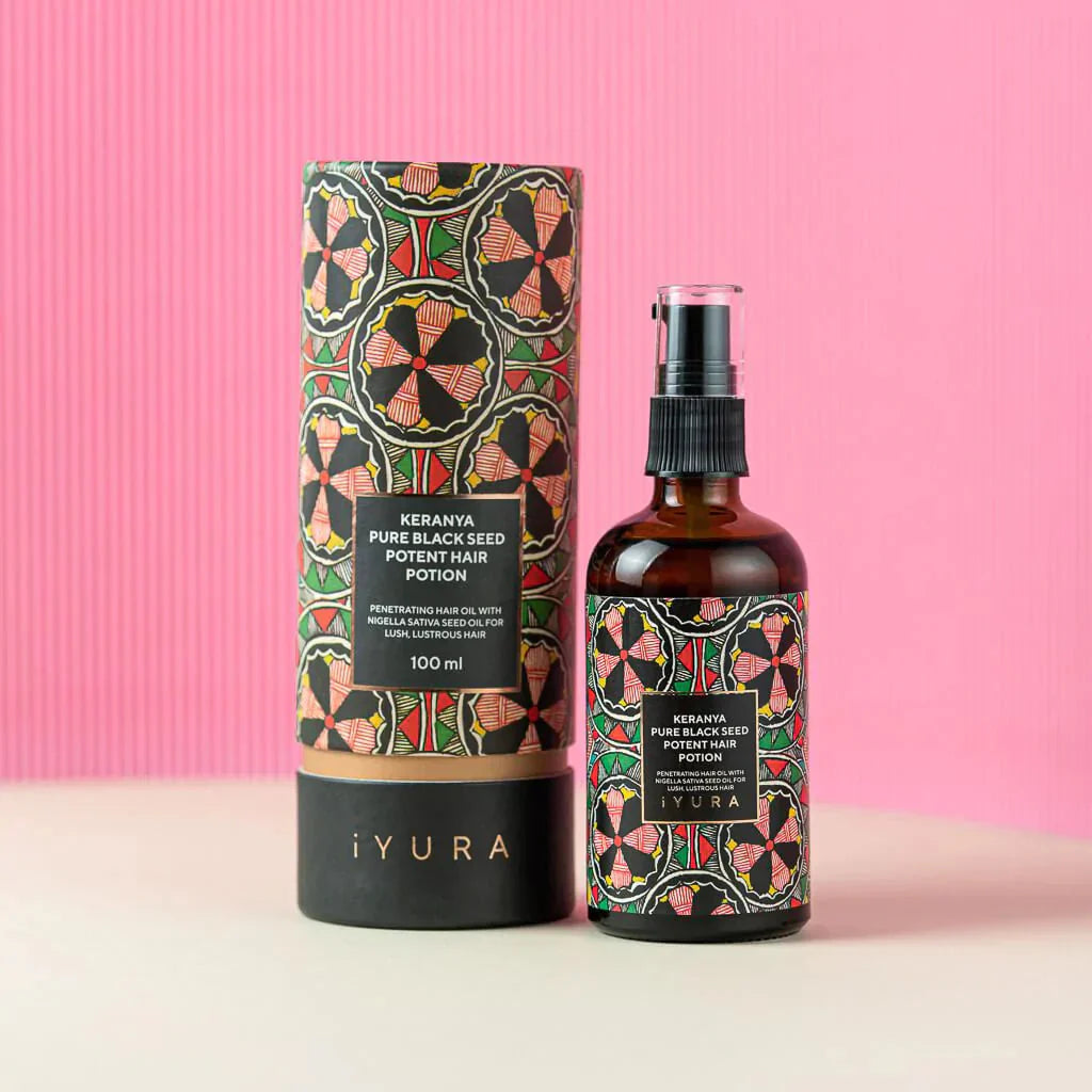Keranya Pure Black Seed Potent Hair Potion (חבילה של 2) - שמן לשיער מבריק יותר על הראש, לא במסרק iYURA 